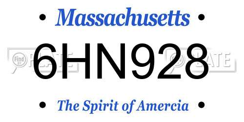 6HN928 Massachusetts License Plate
