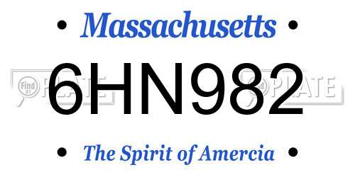 6HN982 Massachusetts License Plate
