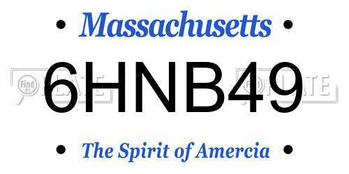 6HNB49 Massachusetts License Plate
