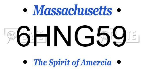 6HNG59 Massachusetts License Plate
