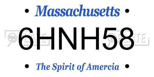 6HNH58 Massachusetts License Plate