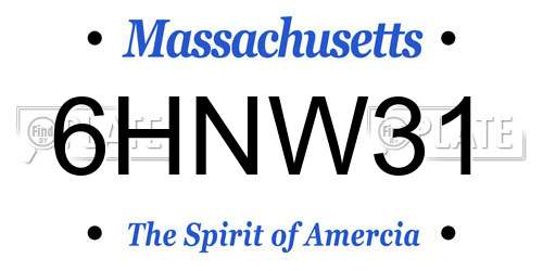6HNW31 Massachusetts License Plate
