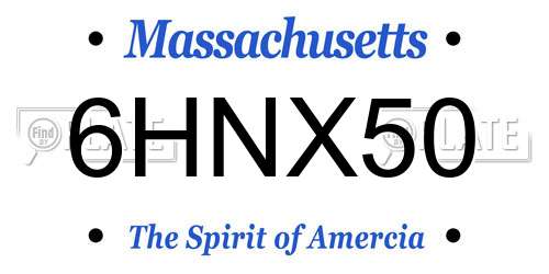 6HNX50 Massachusetts License Plate