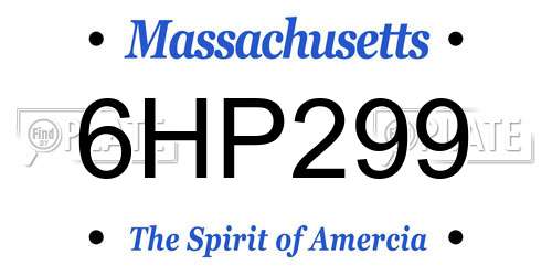 6HP299 Massachusetts License Plate