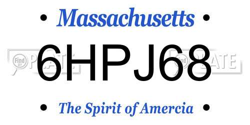 6HPJ68 Massachusetts License Plate