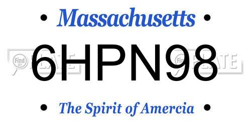 6HPN98 Massachusetts License Plate
