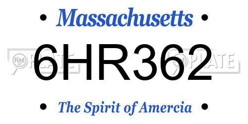 6HR362 Massachusetts License Plate