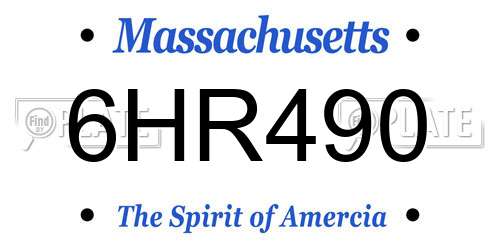6HR490 Massachusetts License Plate