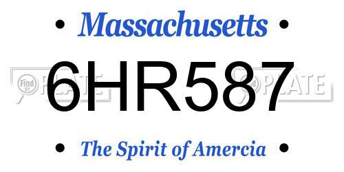 6HR587 Massachusetts License Plate