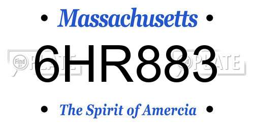 6HR883 Massachusetts License Plate