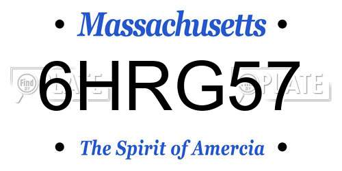 6HRG57 Massachusetts License Plate