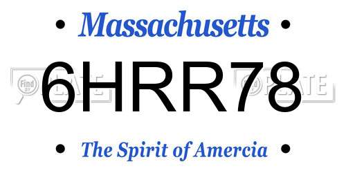 6HRR78 Massachusetts License Plate