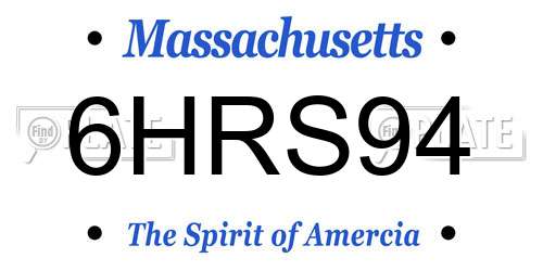 6HRS94 Massachusetts License Plate