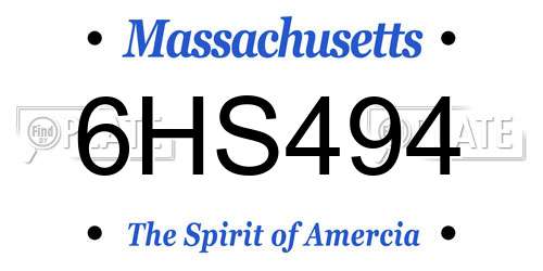 6HS494 Massachusetts License Plate