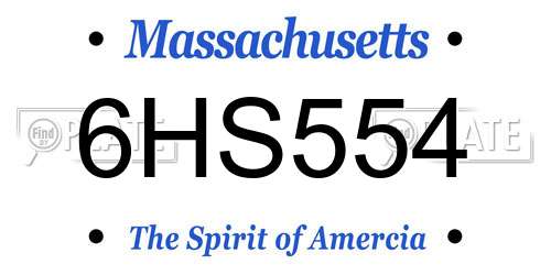 6HS554 Massachusetts License Plate