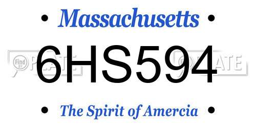 6HS594 Massachusetts License Plate