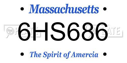 6HS686 Massachusetts License Plate