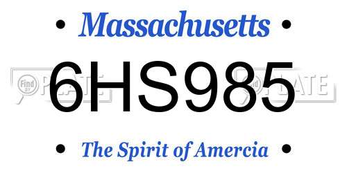 6HS985 Massachusetts License Plate