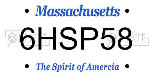 6HSP58 Massachusetts License Plate
