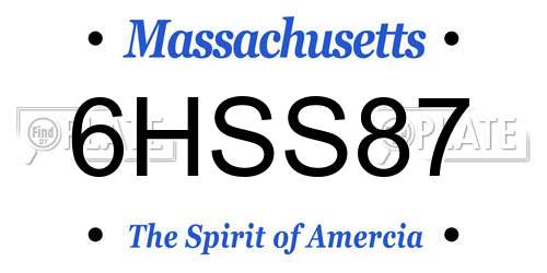 6HSS87 Massachusetts License Plate