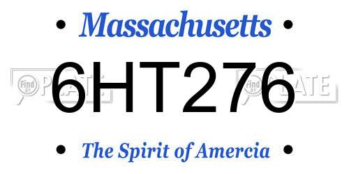 6HT276 Massachusetts License Plate