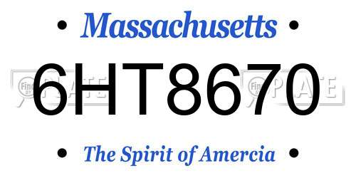 6HT8670 Massachusetts License Plate