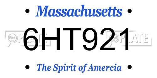 6HT921 Massachusetts License Plate