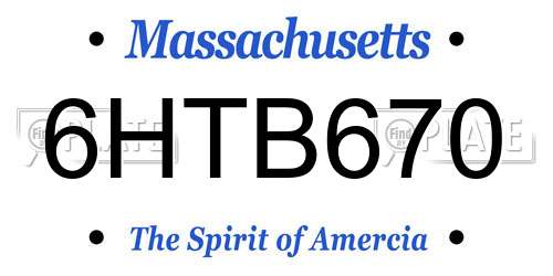 6HTB670 Massachusetts License Plate