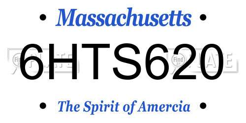 6HTS620 Massachusetts License Plate