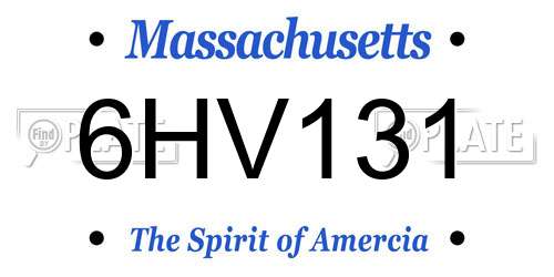 6HV131 Massachusetts License Plate