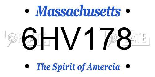6HV178 Massachusetts License Plate