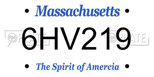 6HV219 Massachusetts License Plate