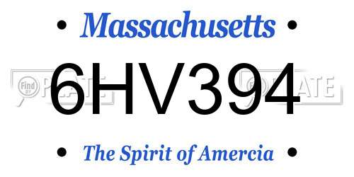 6HV394 Massachusetts License Plate