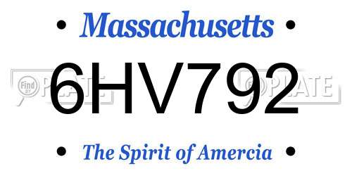 6HV792 Massachusetts License Plate