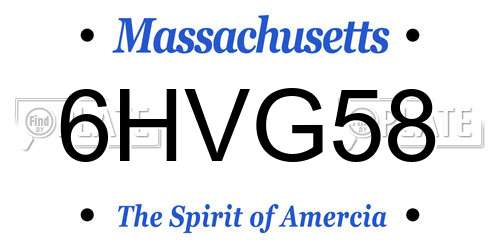 6HVG58 Massachusetts License Plate
