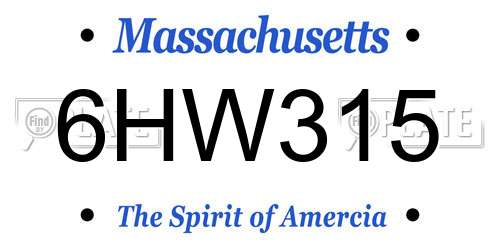 6HW315 Massachusetts License Plate