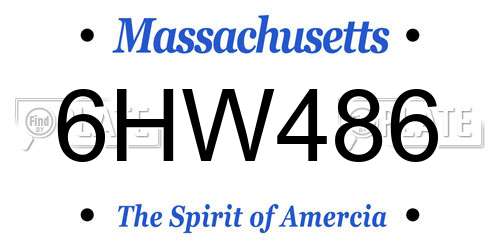 6HW486 Massachusetts License Plate