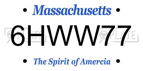 6HWW77 Massachusetts License Plate