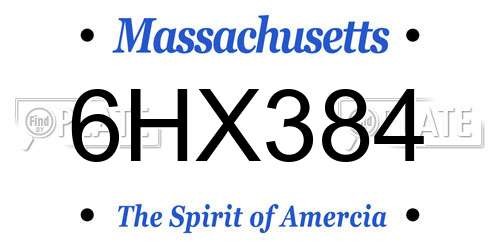 6HX384 Massachusetts License Plate