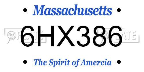 6HX386 Massachusetts License Plate