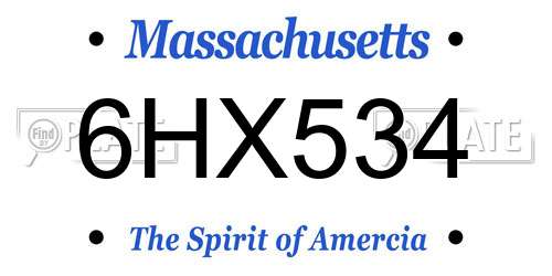 6HX534 Massachusetts License Plate