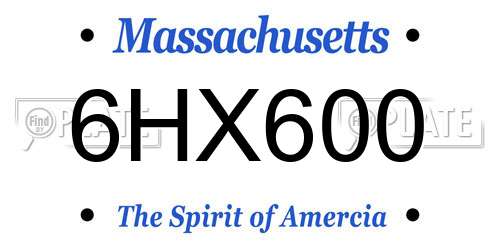 6HX600 Massachusetts License Plate
