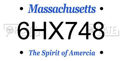 6HX748 Massachusetts License Plate