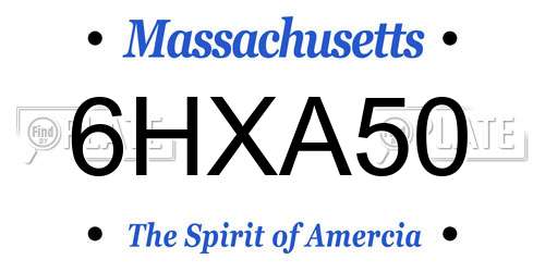 6HXA50 Massachusetts License Plate