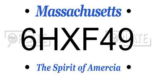 6HXF49 Massachusetts License Plate