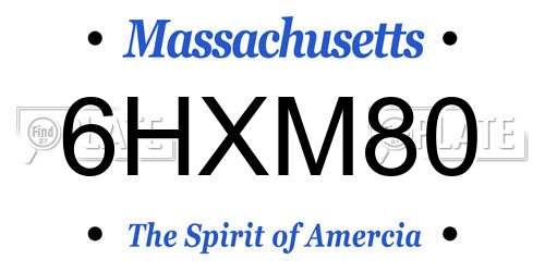 6HXM80 Massachusetts License Plate