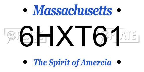6HXT61 Massachusetts License Plate