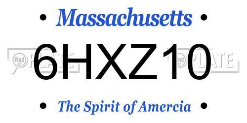 6HXZ10 Massachusetts License Plate