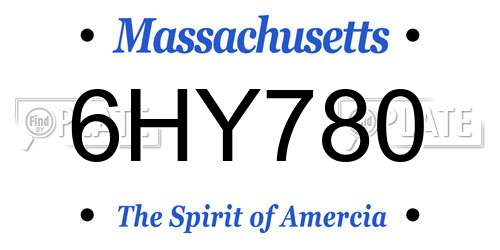 6HY780 Massachusetts License Plate