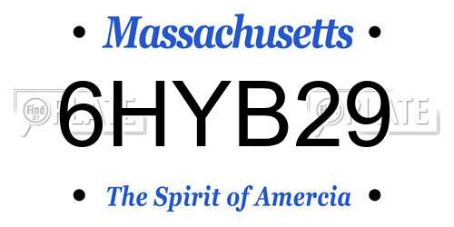 6HYB29 Massachusetts License Plate